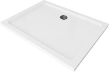 MEXEN/S Flat sprchová vanička obdelníková slim 130 x 80 cm, bílá + černý sifon 40108013B