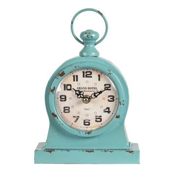Tyrkysové stolní vintage hodiny Rue Montmartre - 16*8*24 cm 6KL0666