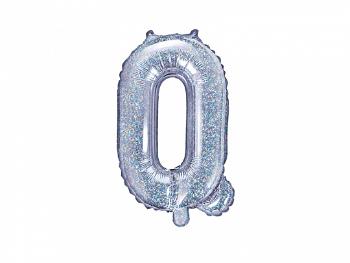PartyDeco Fóliový balónek Mini - Písmeno Q 35cm holografický