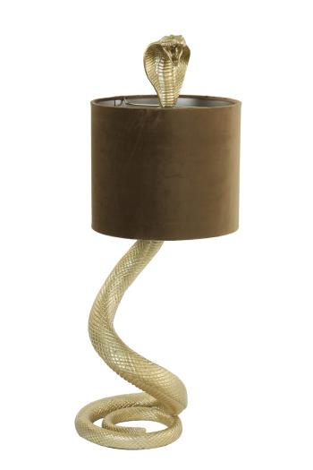Zlatá stolní lampa va tvaru hada Snake s karamelovým stínidlem - 27*25*68cm / E27 1863884