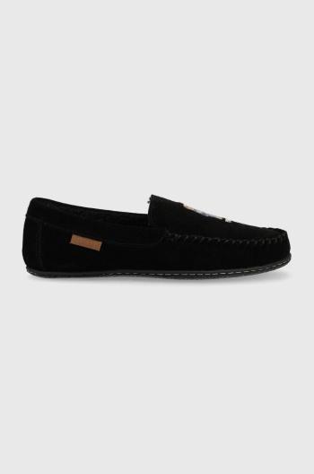 Semišové papuče Polo Ralph Lauren Collins Bear , černá barva