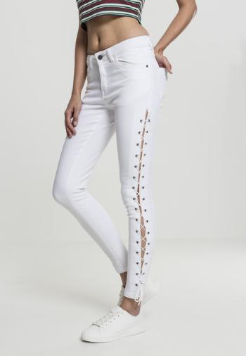Urban Classics Ladies Denim Lace Up Skinny Pants white - 30