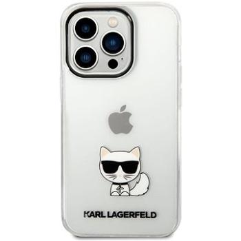 Karl Lagerfeld Choupette Logo Zadní Kryt pro iPhone 14 Pro Transparent (KLHCP14LCTTR)