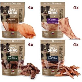 DOG SNAQ Dárkové balení -  4 × V. ucho, 4 × H. plíce 80g, 4 × H. lopatková chrupavka, 4 × H. šlacha  (KU99340)