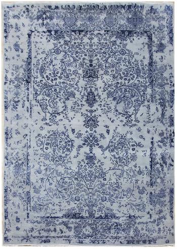 Diamond Carpets koberce Ručně vázaný kusový koberec Diamond DC-JK ROUND Silver/peacock blue - 365x457 cm Modrá