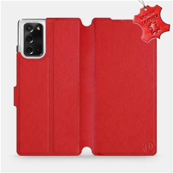 Flipové pouzdro na mobil Samsung Galaxy Note 20 - Červené - kožené -   Red Leather (5903516332540)