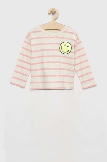 dětská bavlněná košile s dlouhým rukávem GAP růžová barva