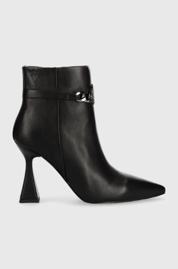 Kožené kotníkové boty Karl Lagerfeld Debut Kl dámské, černá barva, na podpatku