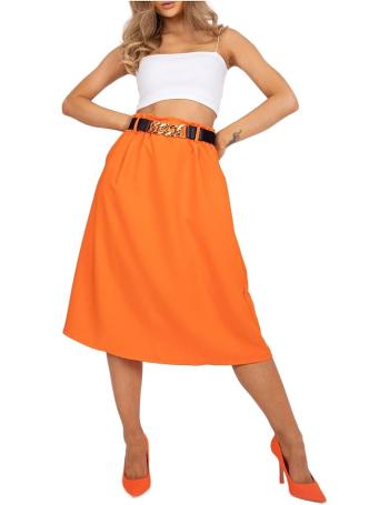 Oranžová midi sukně s páskem vel. ONE SIZE