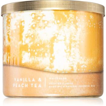 Bath & Body Works Vanilla & Peach Tea vonná svíčka 411 ks