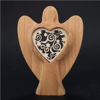 AMADEA Dřevěný anděl s vkladem - ornament, masivní dřevo, výška 10 cm (36436-0B)