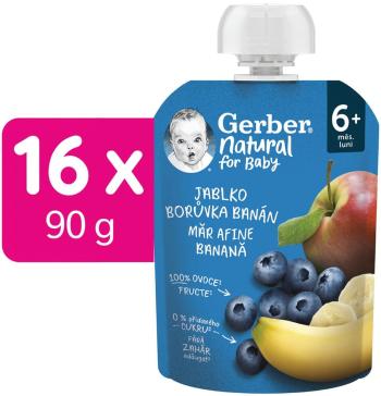 Gerber Natural kapsička jablko, borůvka a banán 16x90 g