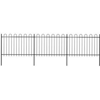 Zahradní plot s obloučky ocelový 5,1×1,2 m černý 277667