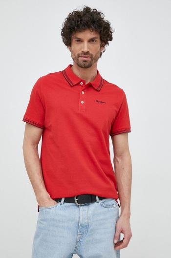 Bavlněné polo tričko Pepe Jeans Jett červená barva
