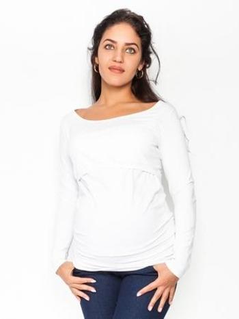Be MaaMaa Těhotenské, kojící triko/halenka dlouhý rukáv Siena - bílé XL (42)