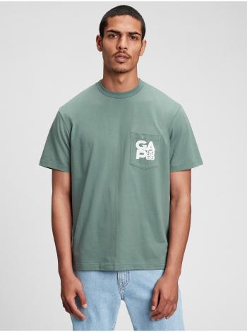 Zelené pánské tričko GAP Logo pocket t-shirt