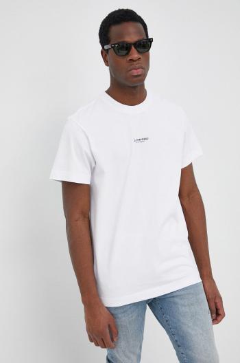 Bavlněné tričko G-Star Raw bílá barva, hladký