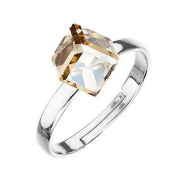EVOLUTION GROUP CZ Stříbrný prsten s kostkou Crystals from Swarovski® Gold Shadow - velikost universální - 35011.5