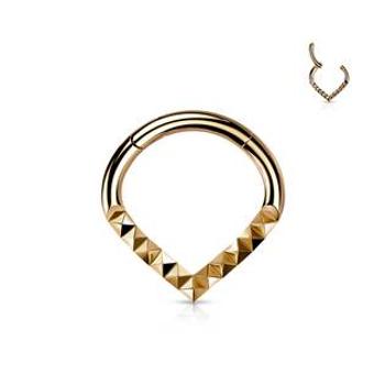 Šperky4U Zlacený segment piercing špičatý - helix / cartilage / tragus piercing 1,2 x 8 mm - NS0054RD-1208