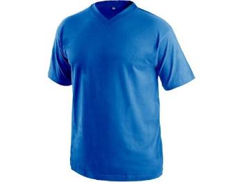 Tričko s krátkým rukávem DALTON, výstřih do V, středně modrá, vel. 3XL, XXXL