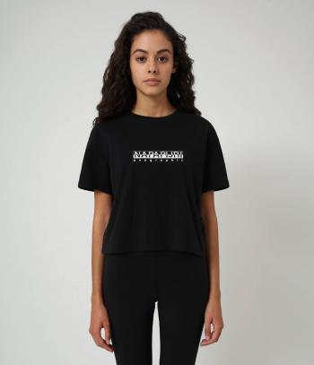 Napapijri Napapijri dámské černé krátké tričko s nápisem S-BOX