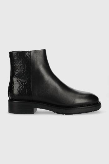 Nízké kozačky Calvin Klein Rubber Sole Ankle Boot dámské, černá barva, na plochém podpatku