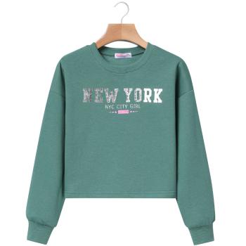 Dívčí crop mikina GLO STORY NEW YORK zelená Velikost: 128-134