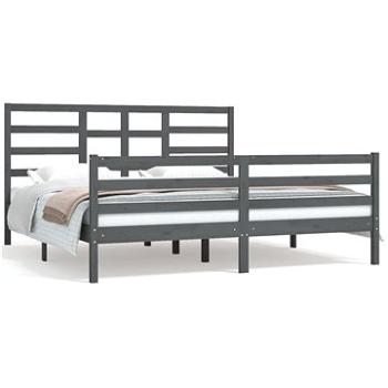 Rám postele šedý masivní dřevo 180 × 200 cm Super King, 3105877 (3105877)