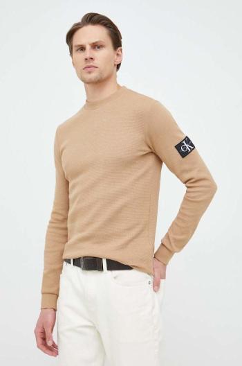 Bavlněný svetr Calvin Klein Jeans hnědá barva