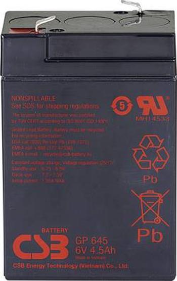 Olověný akumulátor CSB Battery GP 645 Standby USV GP645F1, 4.5 Ah, 6 V