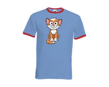 Pánské tričko s kontrastními lemy Kočička