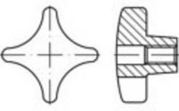 DIN 6335 umění.Ku tvar-K-St černá křížový rukojeti, K se závitem zásuvka s půlkulatou ozubením Rozměry: K 80 M 16 TOOLCRAFT N/A 10 ks