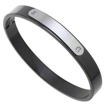 Šperky4U Černý ocelový náramek otevírací s destičkou, šíře 8 mm - OPA1475-K