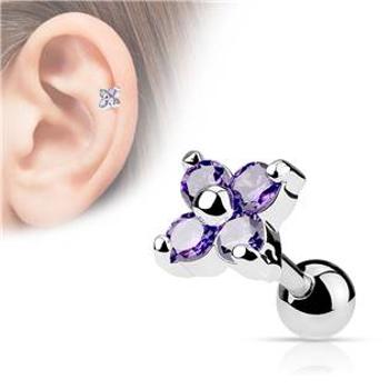 Šperky4U Cartilage piercing do ucha kytička - CP1010-TZ