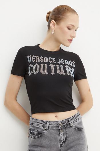 Tričko Versace Jeans Couture černá barva, 77HAHL00 CJ02L