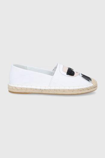 Kožené espadrilky Karl Lagerfeld Kamini bílá barva