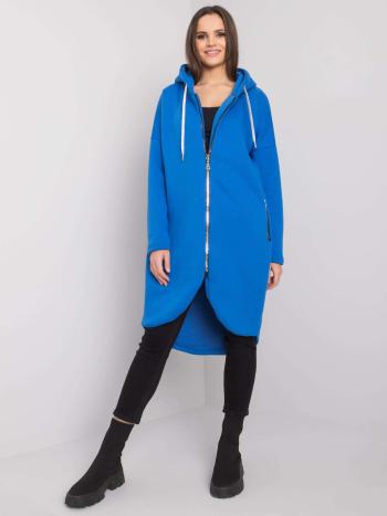 MODRÁ DÁMSKÁ DLOUHÁ MIKINA NA ZIP RV-BL-5775.17X-BLUE Velikost: L/XL