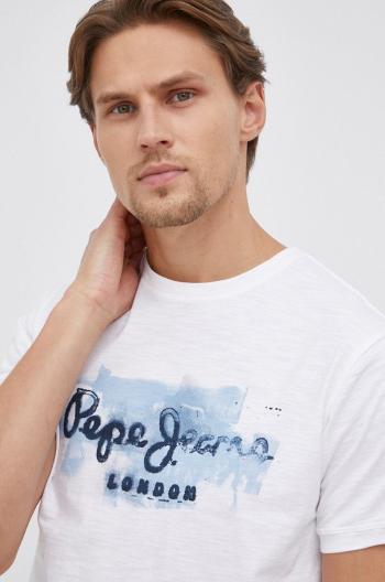 Bavlněné tričko Pepe Jeans Golders bílá barva, s potiskem