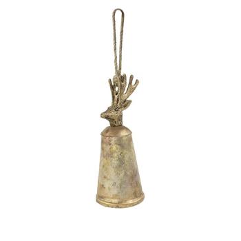 Zlatý kovový zvonek s hlavou jelena Deer - Ø 8*20cm CIBGH20
