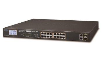 Planet FGSW-1822VHP PoE switch, 16x100,2x1000-TP/SFP, LCD, VLAN, IEEE 802.3at