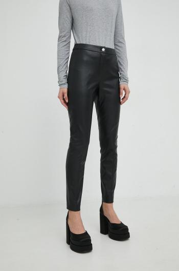 Kalhoty BOSS dámské, černá barva, přiléhavé, high waist