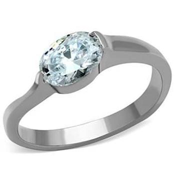 Šperky4U Ocelový prsten s oválným zirkonem - velikost 55 - AL-0016-55