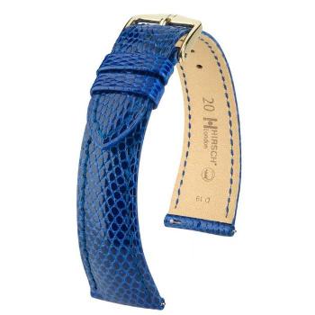 Řemínek Hirsch London 1 lizard - královská modrá, lesk - M - řemínek 14 mm (spona 10 mm)