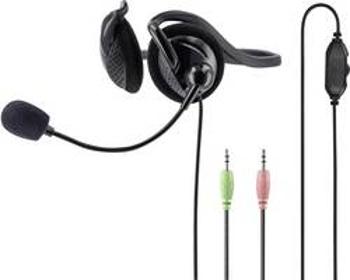 Headset k PC jack 3,5 mm na kabel, stereo Hama NHS-P100 na uši černá