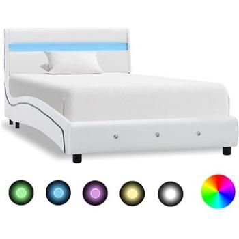 Rám postele s LED světlem bílý umělá kůže 90x200 cm (280327)