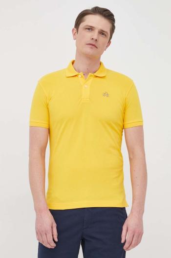 Polo tričko La Martina pánský, žlutá barva, hladký