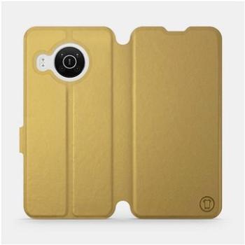 Flip pouzdro na mobil Nokia X10 v provedení  Gold&Orange s oranžovým vnitřkem (5903516741885)