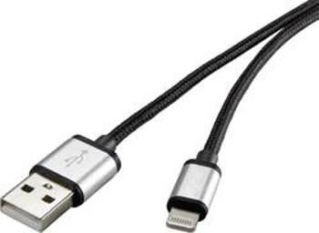 Datový/nabíjecí kabel pro Apple 1x Lightning ⇔ 1x USB 2.0, Renkforce, šedivá, 1 m