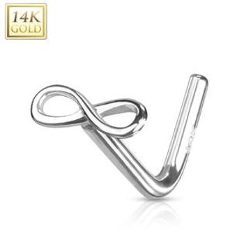 Šperky4U Zlatý piercing do nosu - infinity - nekonečno, Au 585/1000 - ZL01029-WG