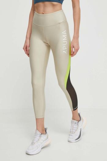 Tréninkové legíny Puma Fit Eversculpt béžová barva, s potiskem, 524798